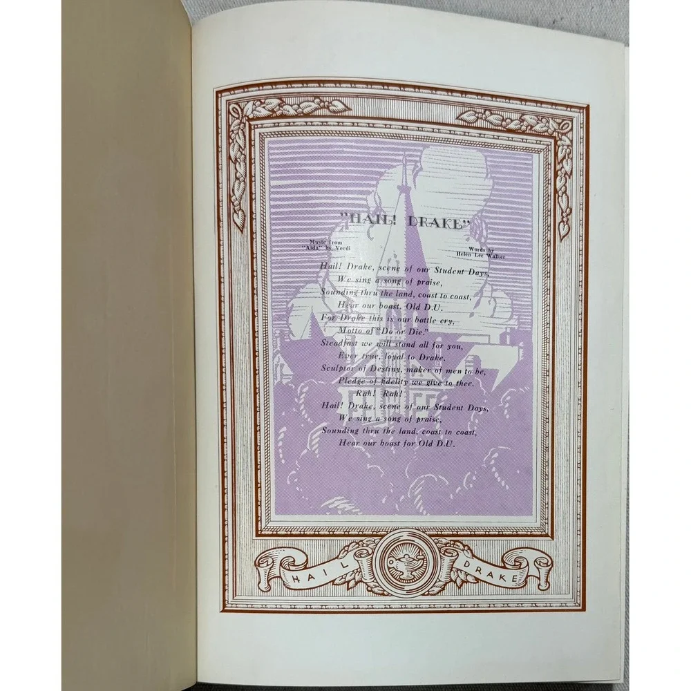 Vintage 1933 Drake University Quax Yearbook Art Deco Courage Honor Culture